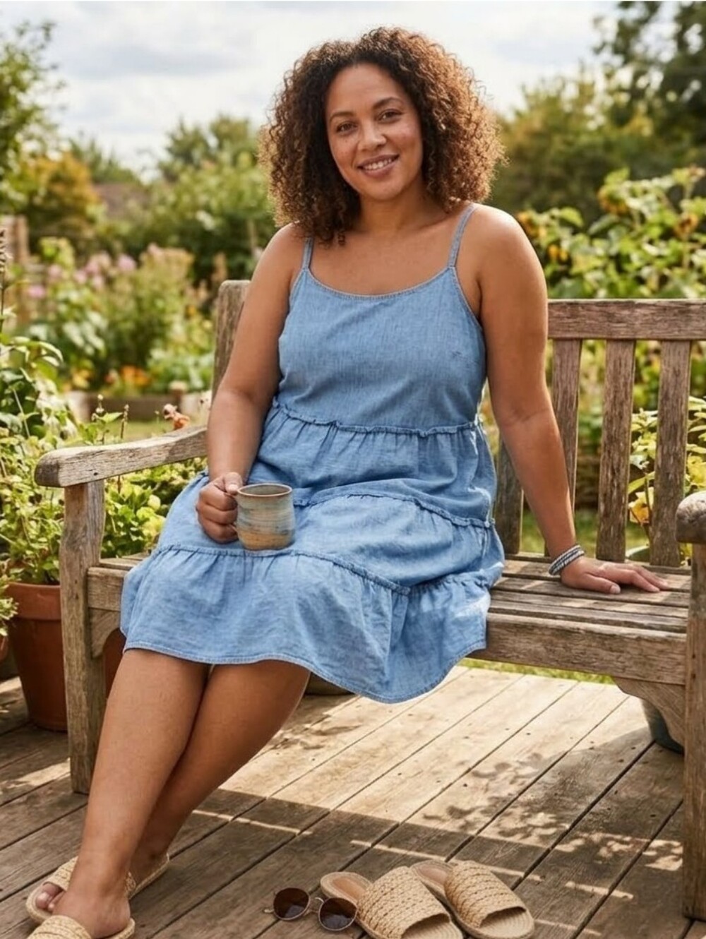 J For Justice Blue Tiered Sleeveless Denim Dress Size 2X